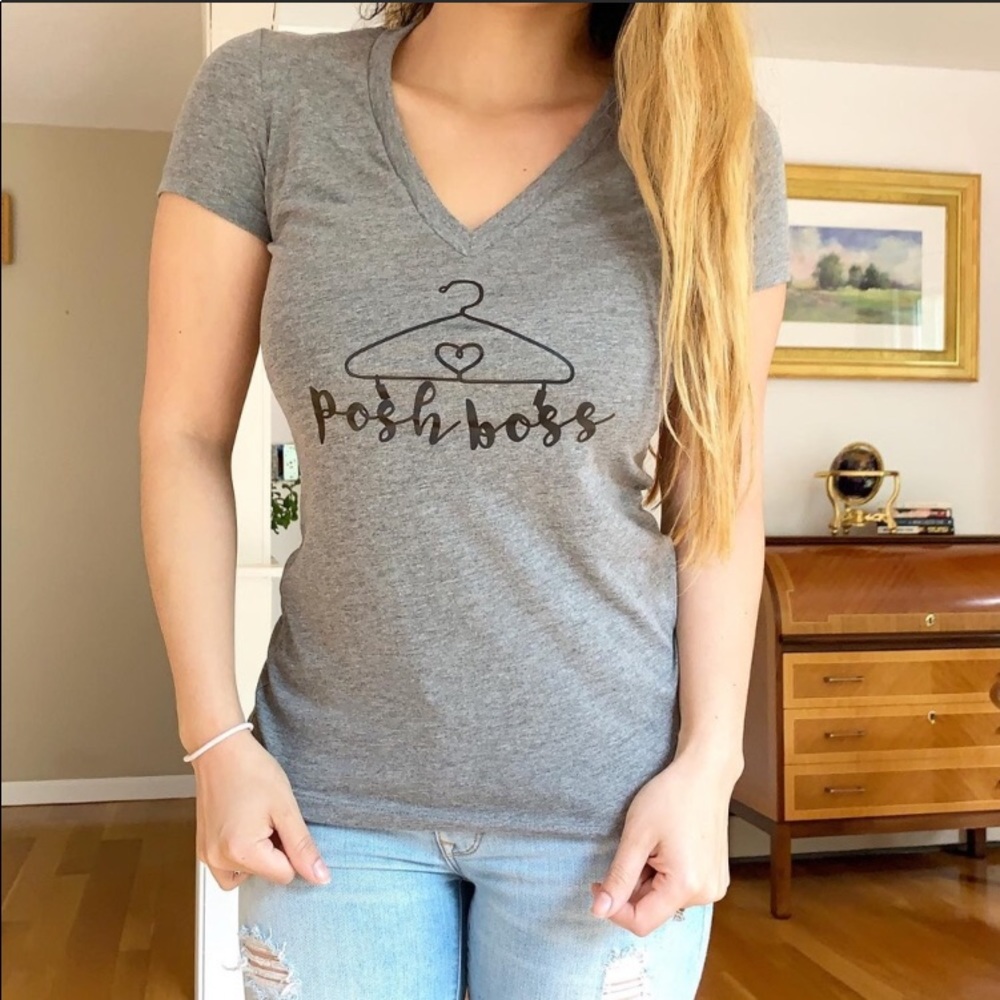 Poshboss V-neck Tee ( gray) NWOT